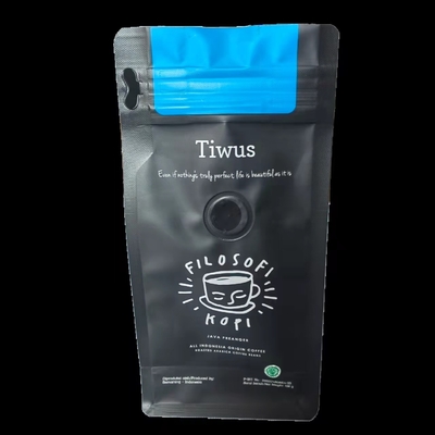 saco de plástico 1kg que empacota o zíper claro do café dos malotes do suporte do plástico acima com válvula