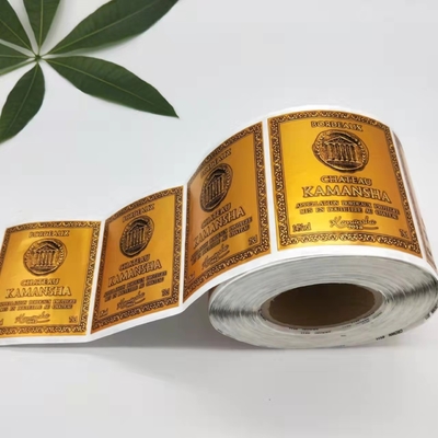 A folha de ouro carimbou etiquetas imprimiu etiquetas que o retângulo Logo Roll Food Wine Bottle etiqueta o casamento