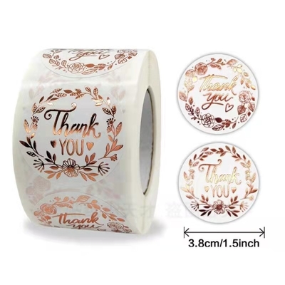 O empacotamento impermeável da etiqueta da etiqueta do casamento da flor agradece-lhe as etiquetas 500pcs do círculo