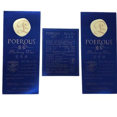 Carimbo de ouro de papel impermeável gravado da etiqueta de Kraft do teste padrão da garrafa de vidro do vinho da água