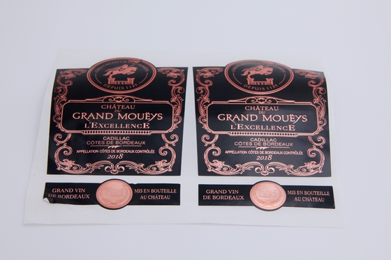 Selo gravado feito sob encomenda das etiquetas da folha de ouro para etiquetas da etiqueta da garrafa de vinho tinto dos certificados